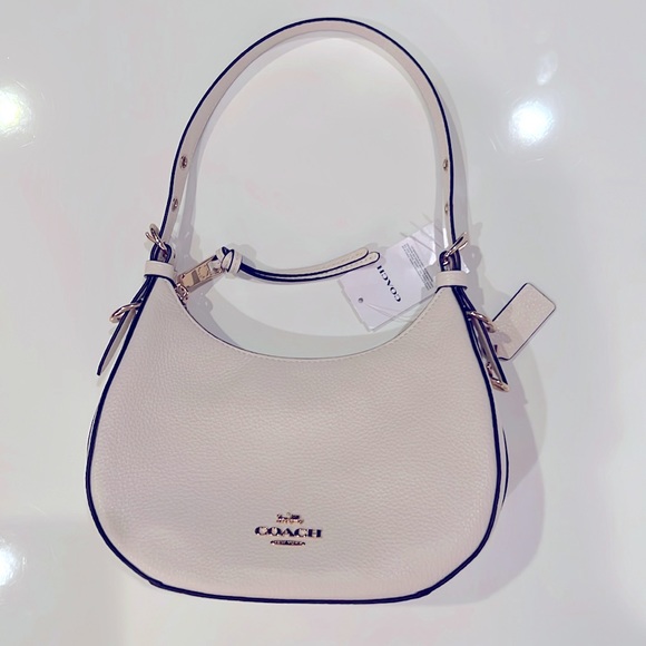 New Coach shoulder cross body bag, leather, removable strap, milky white - Picture 2 of 12
